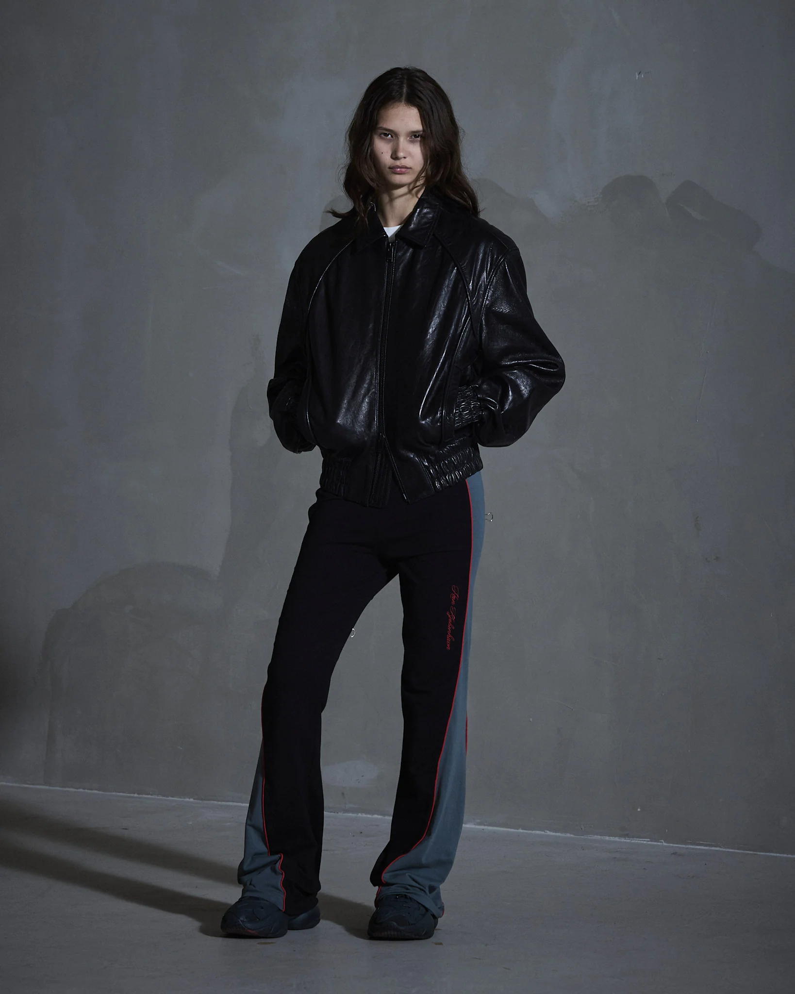 Crunch Leather Biker Jacket - Black - Image 5